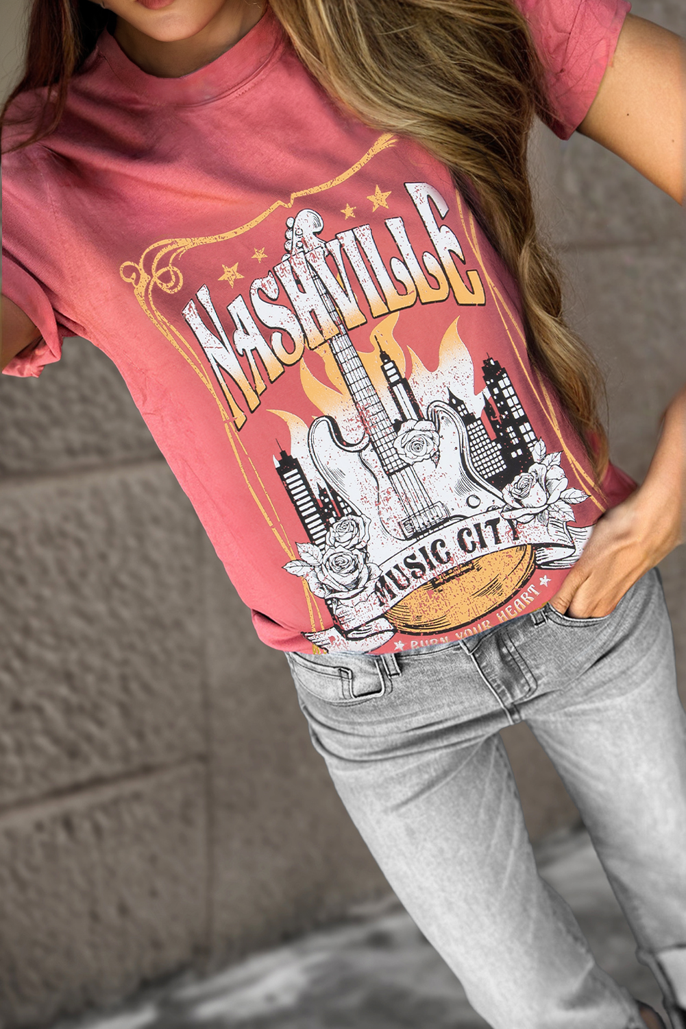 Nashville Music City Graphic Retro Fashion Tee