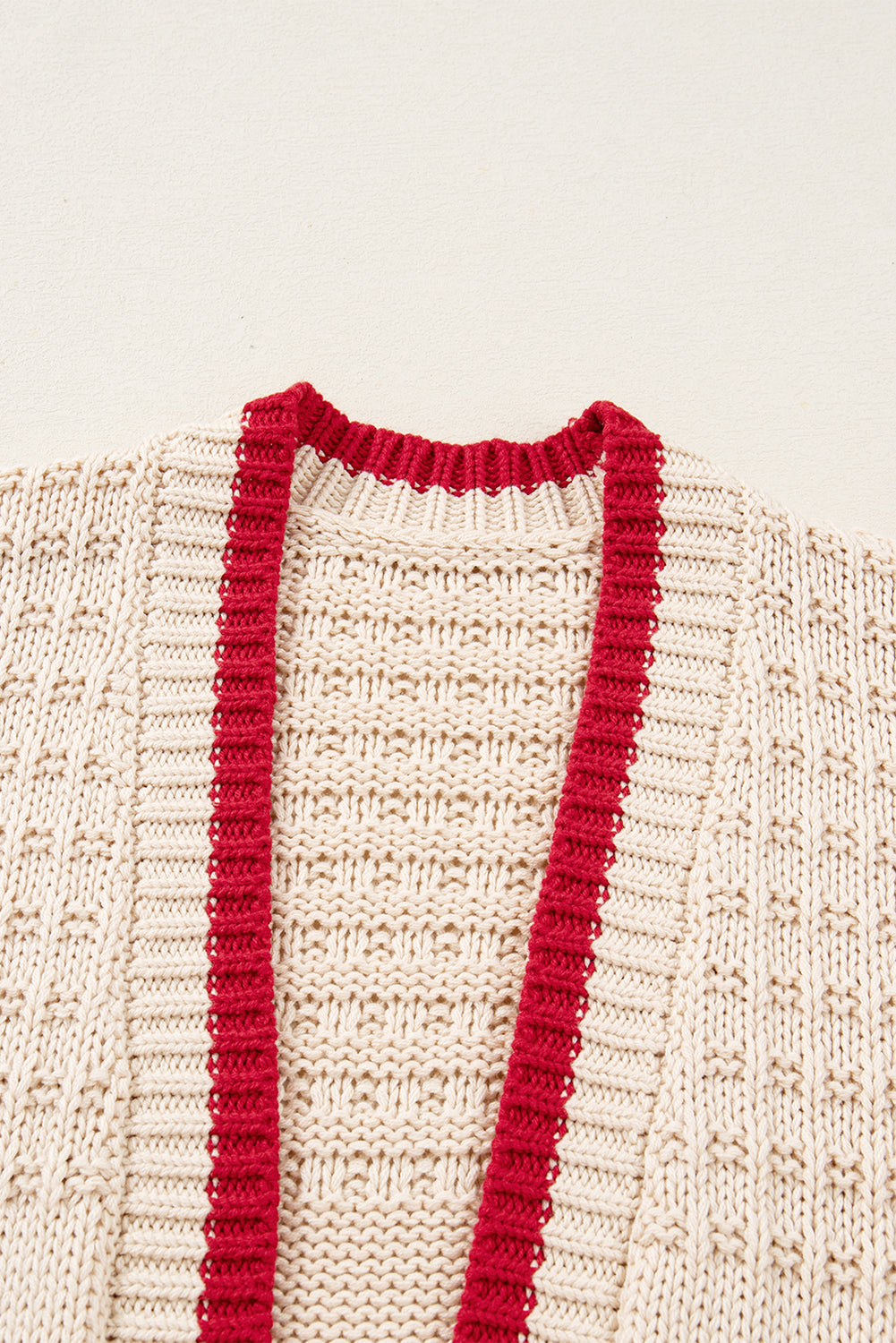 Bow Pattern Textured Open Front Baggy Cardigan