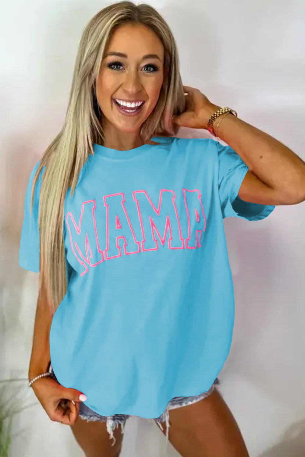 MAMA Letter Graphic Neon T Shirt