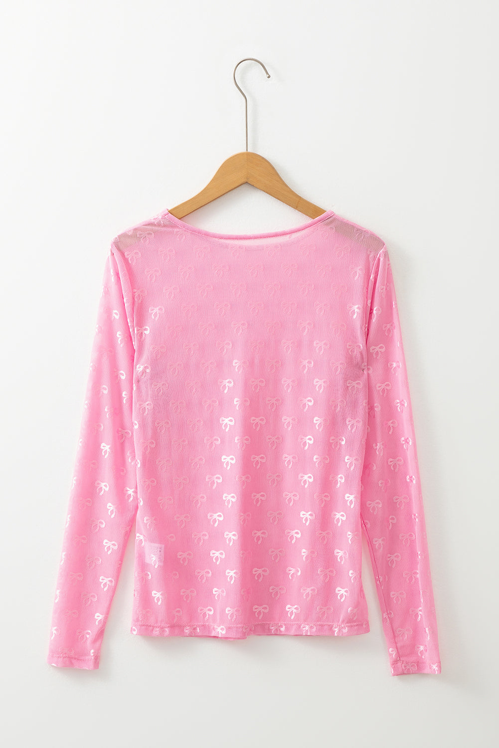 Mesh Bow Pattern Long Sleeve Top