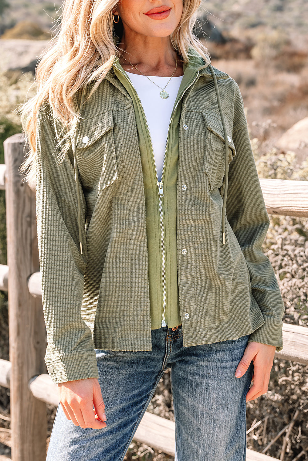 2 in 1 Thermal Knit Textured Hooded Jacket