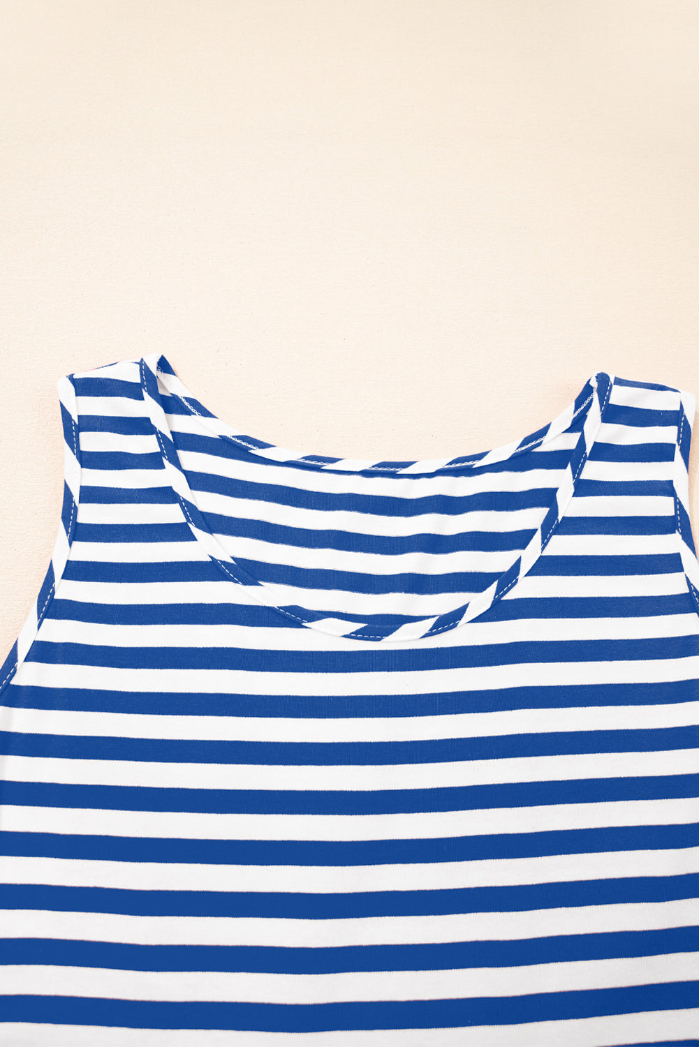 Stripe U Neck Sleeveless Loose Fit Mini Dress
