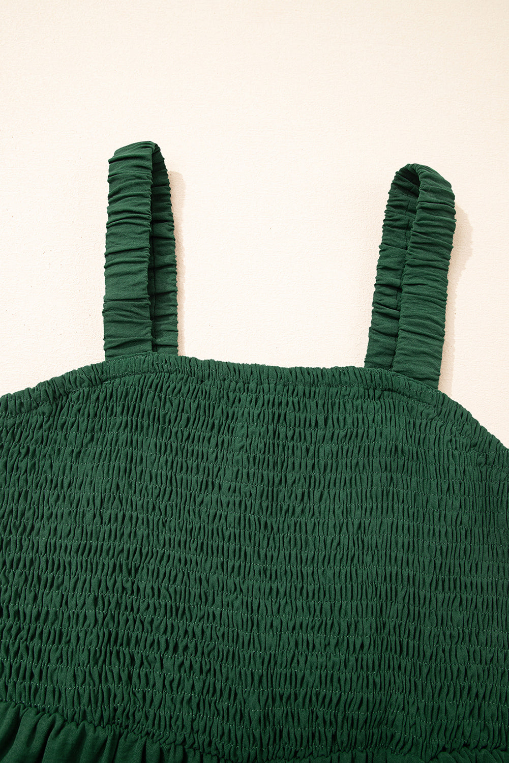 Smocked Sleeveless Wide Leg Jumpsuit with Pockets
