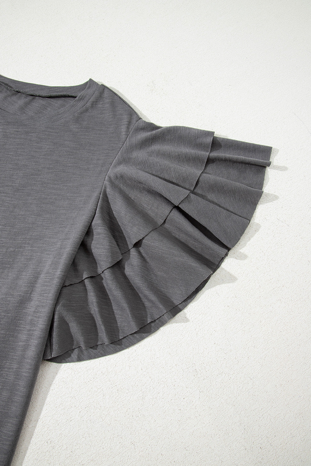 Double Ruffled Short Sleeve Plus Size Top