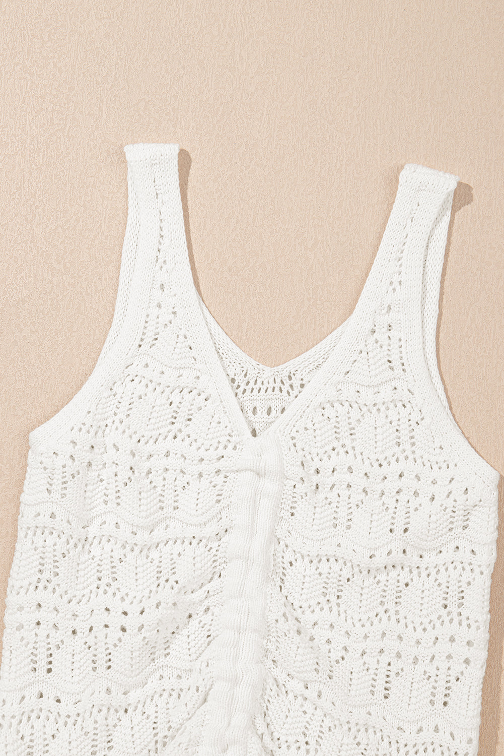 Trendy Hollowed Knit V Neck Drawstring Sweater Vest