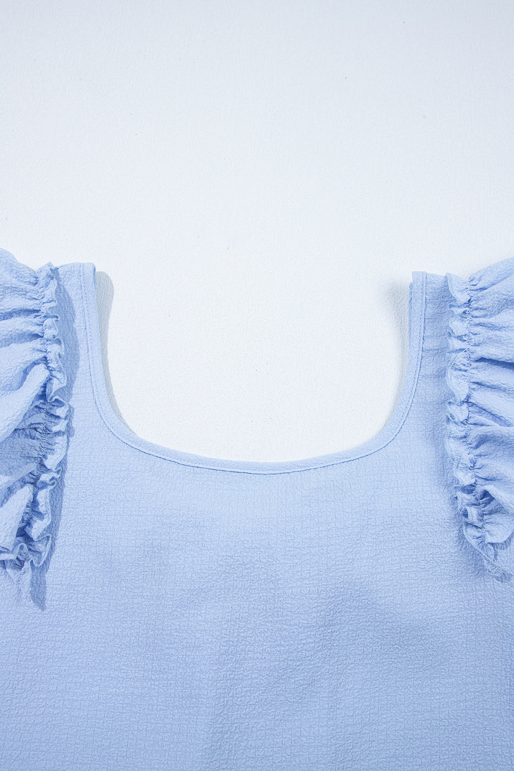 Textured Bow Knot Frilled Butterfly Sleeve Blouse