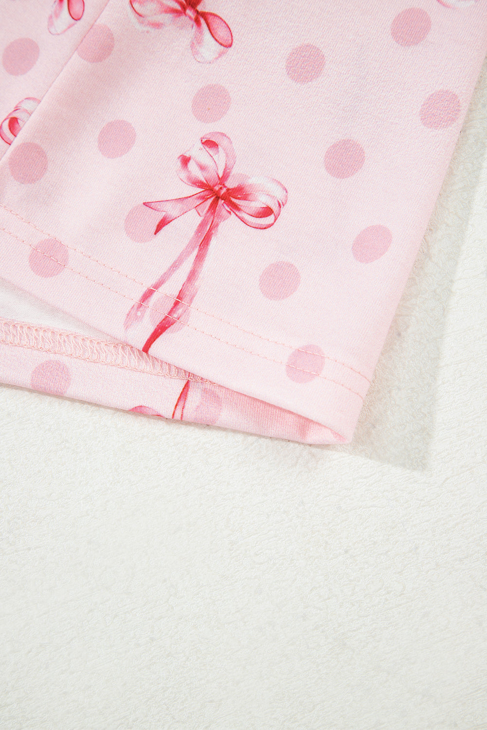 Bow Print Contrast Piping Short Pajamas Set