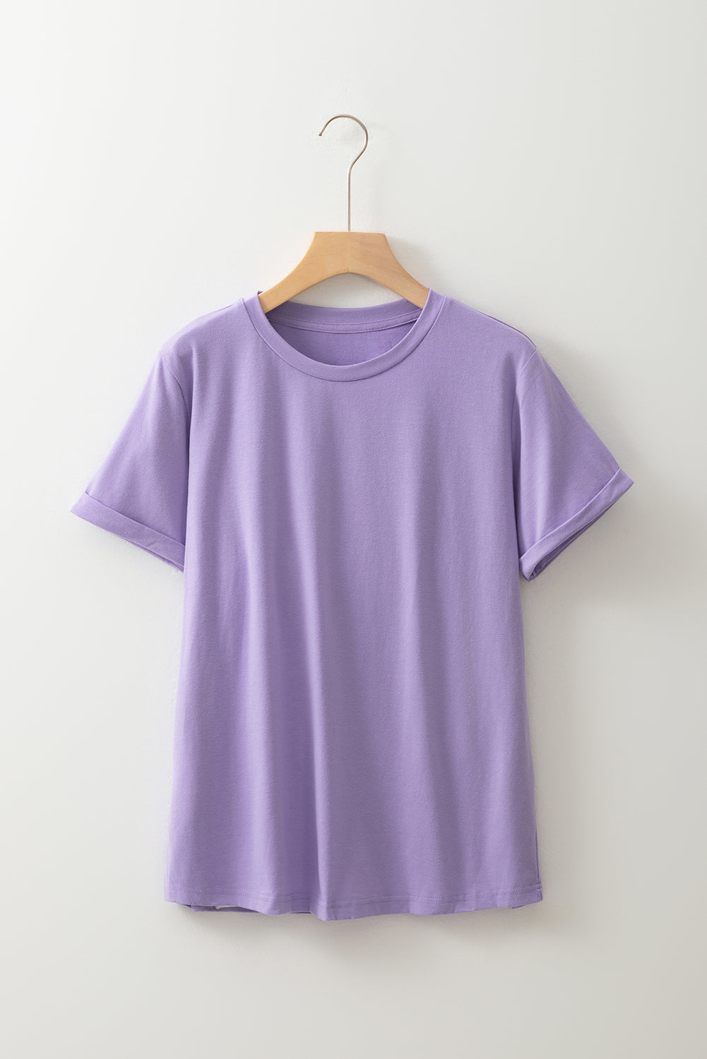 Casual Plain Crew Neck Tee