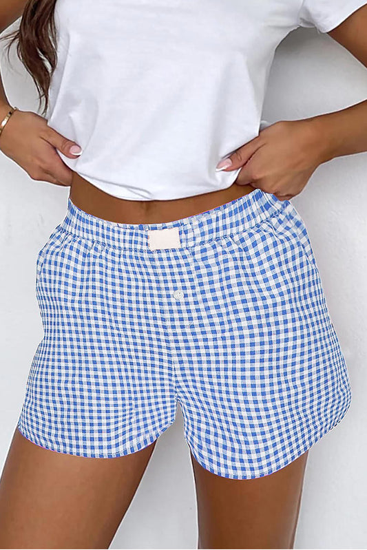 Plaid Gingham Printed High Waist Shorts