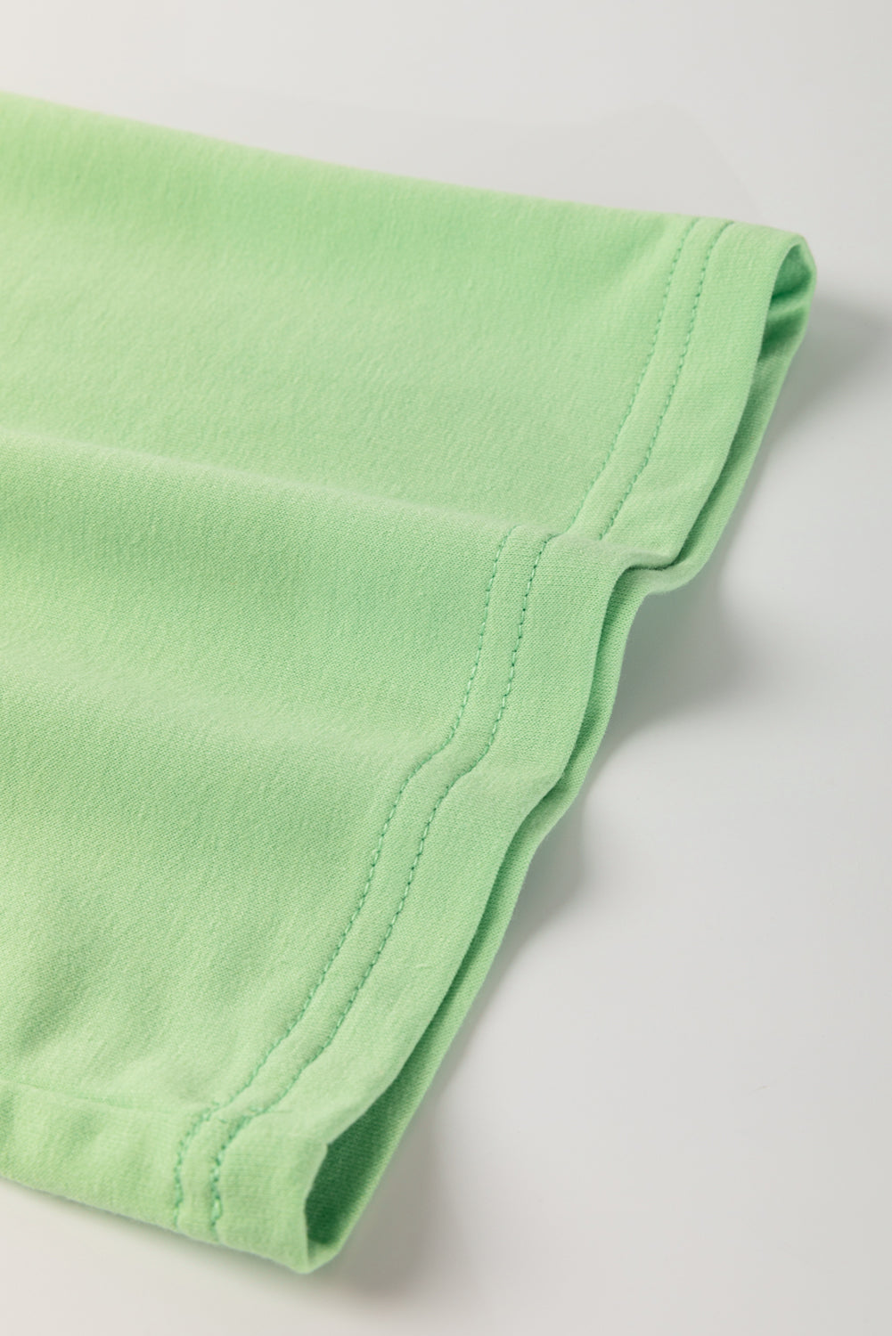 Green Plus Size V Neck Drop Shoulder Tee Loose Shorts 2pcs Outfit