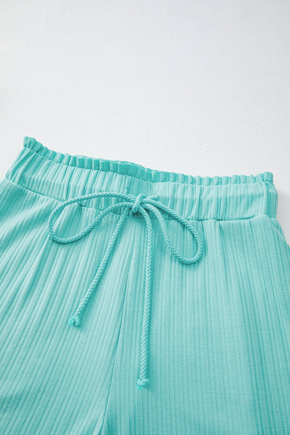 Ribbed Button V Neck Tank Top and Shorts Set