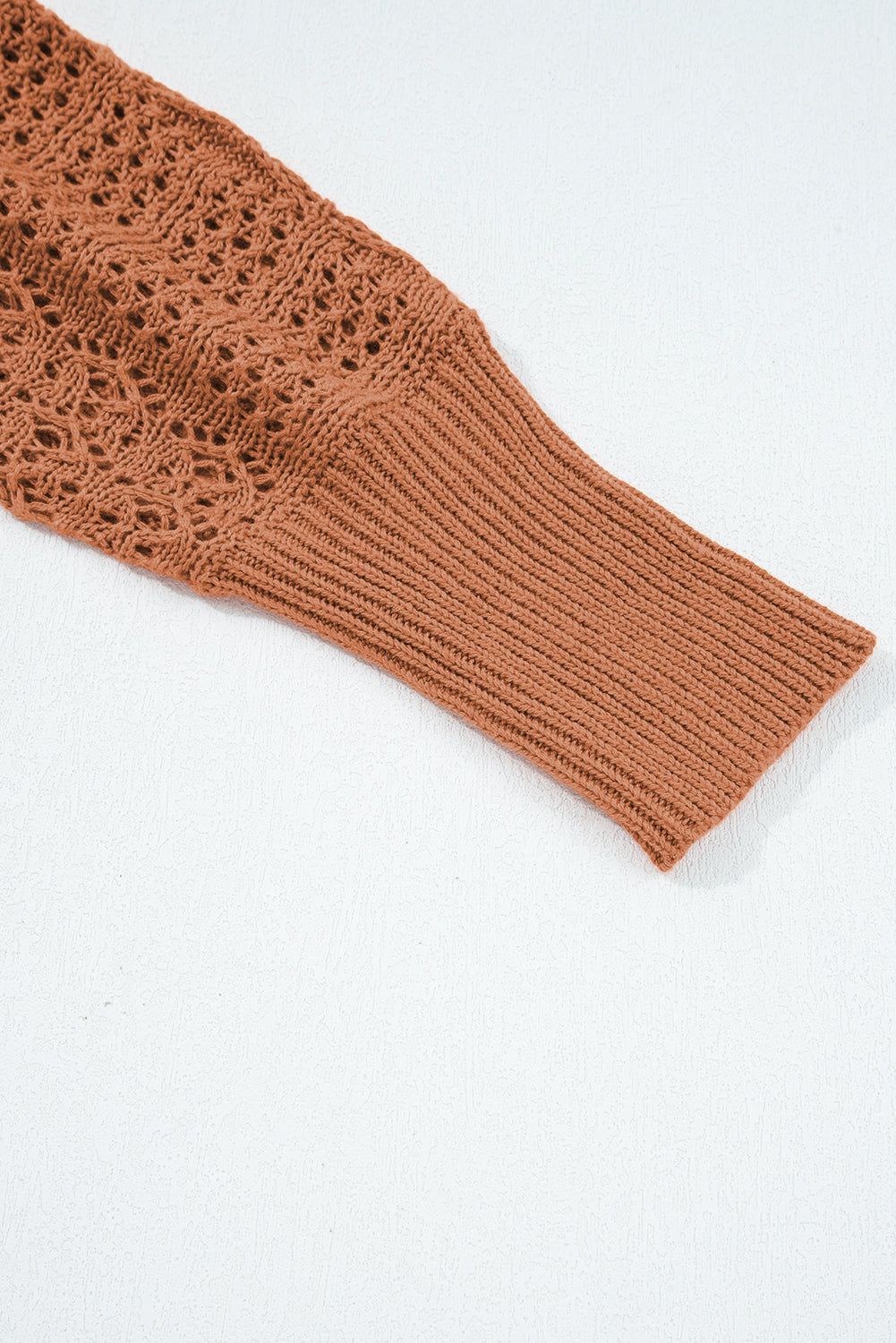 Mix Pattern Hollowed Knit Open Front Cardigan