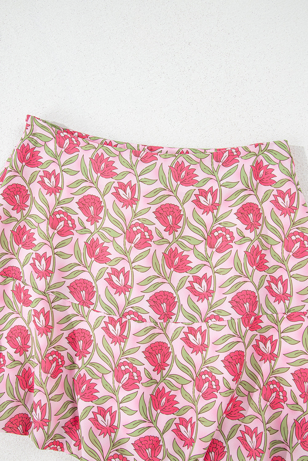 Floral Print Puffy Cropped Tank and Mini Skirt Set
