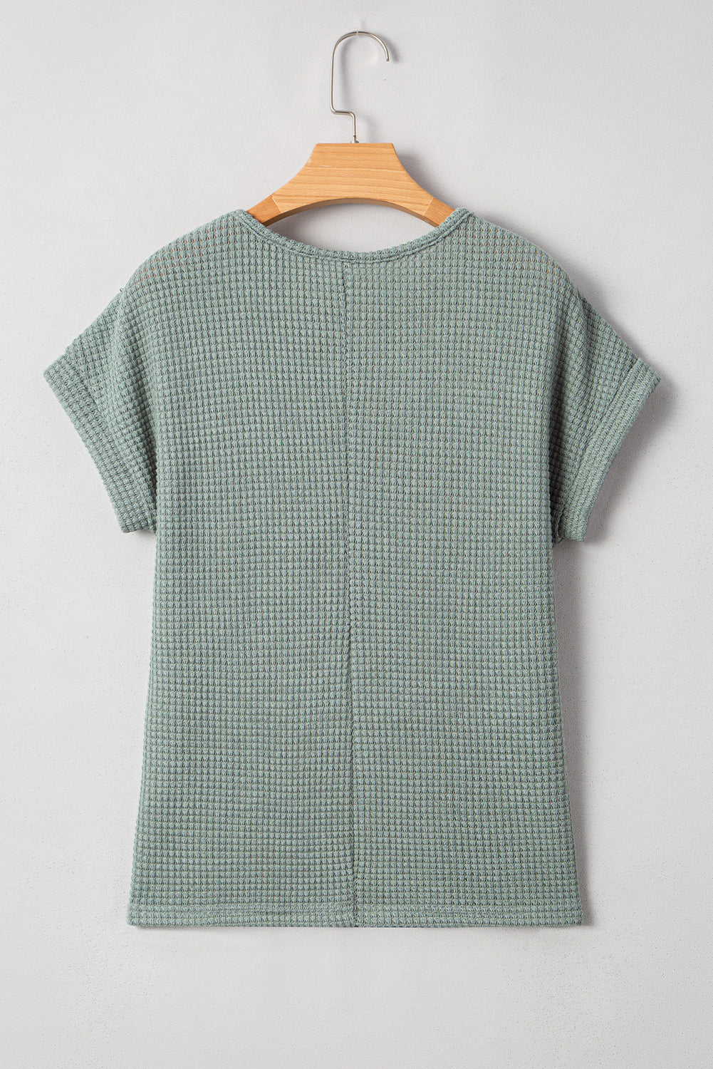 Lace Patchwork Waffle Short Sleeve Top