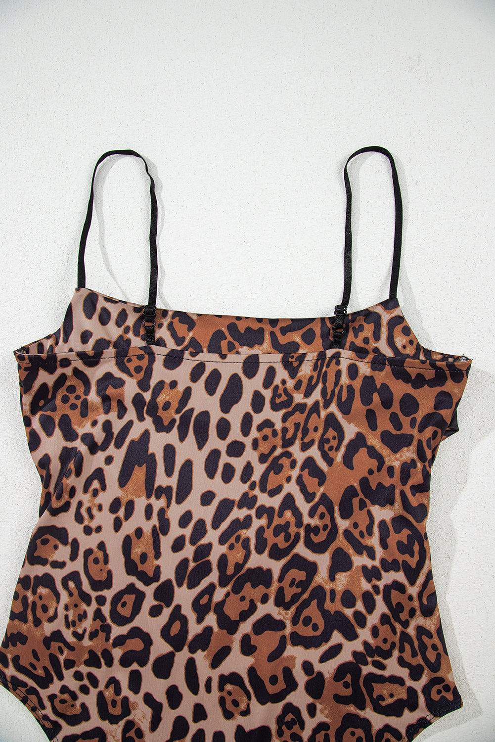 Spaghetti Straps Ruched Leopard Bodysuit