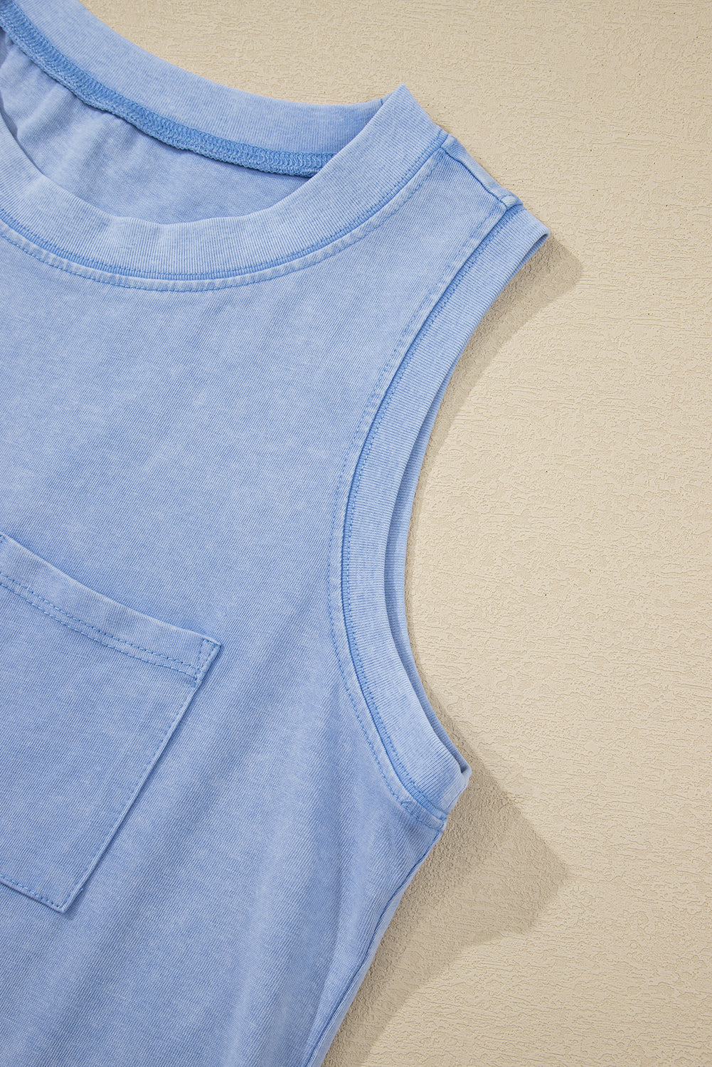 Mineral Wash Patched Chest Pocket Casual Tank Top