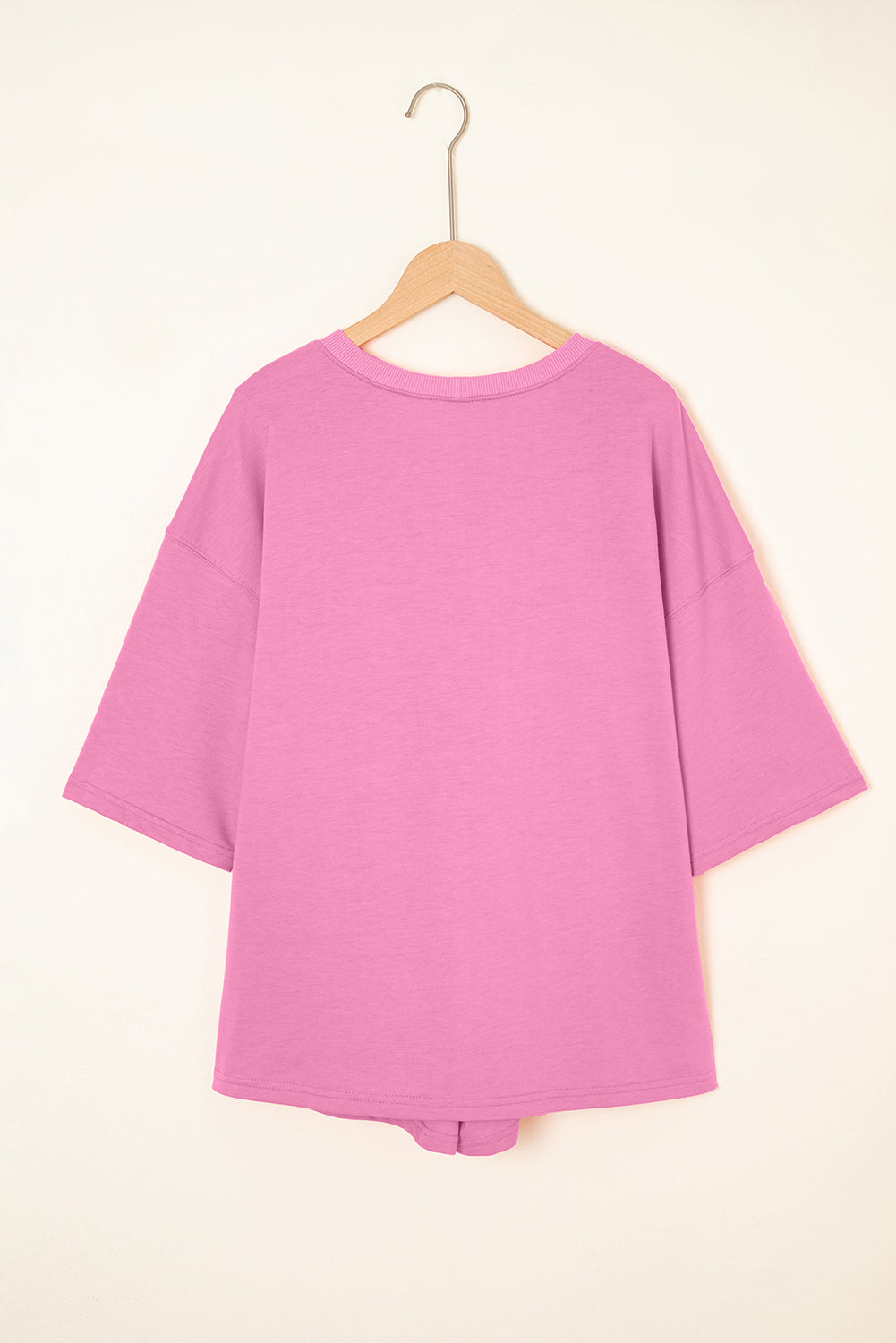 Solid Loose V Neck Half Sleeve Tee and Shorts