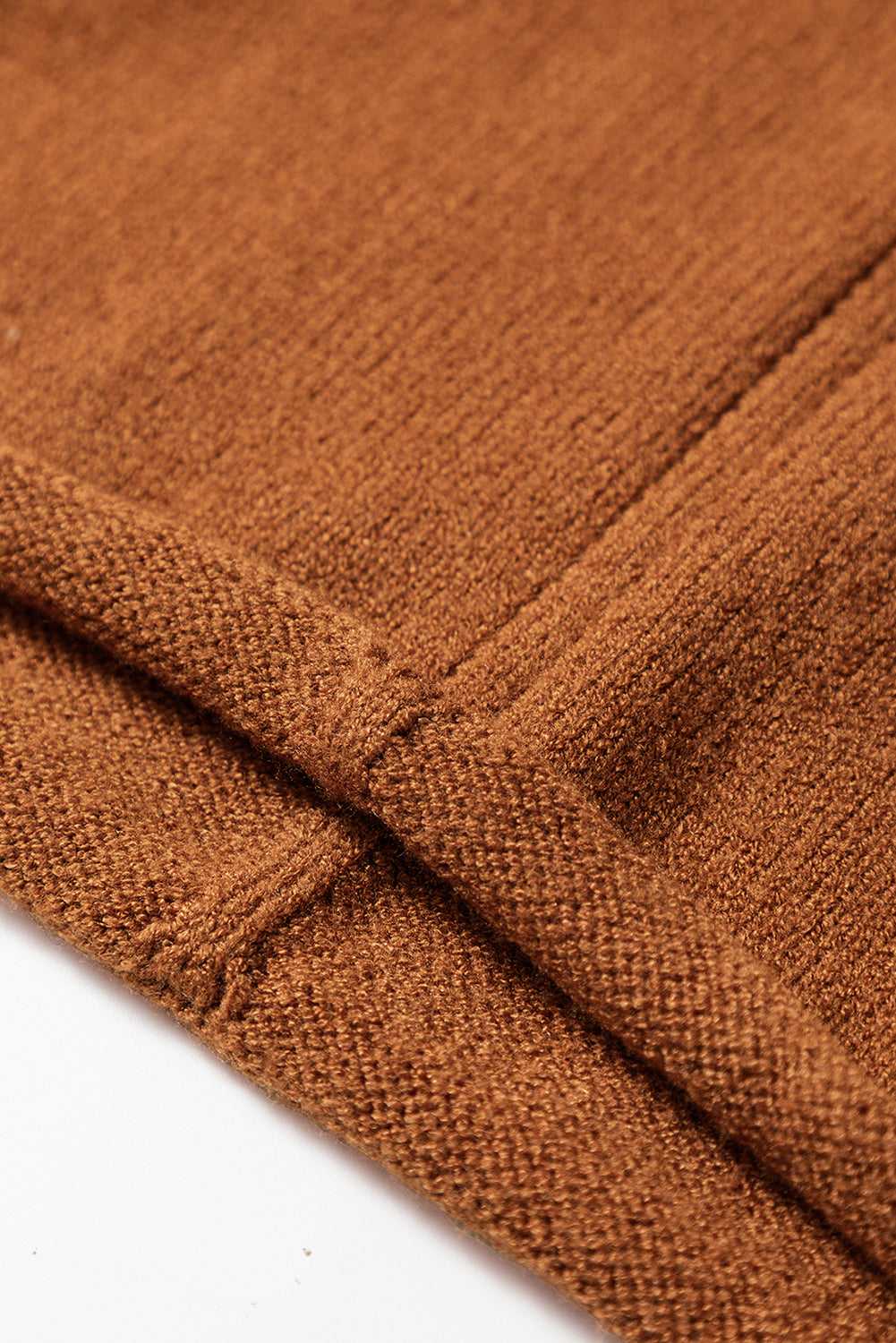 Ribbed Detail Solid Color Mini Sweater Dress