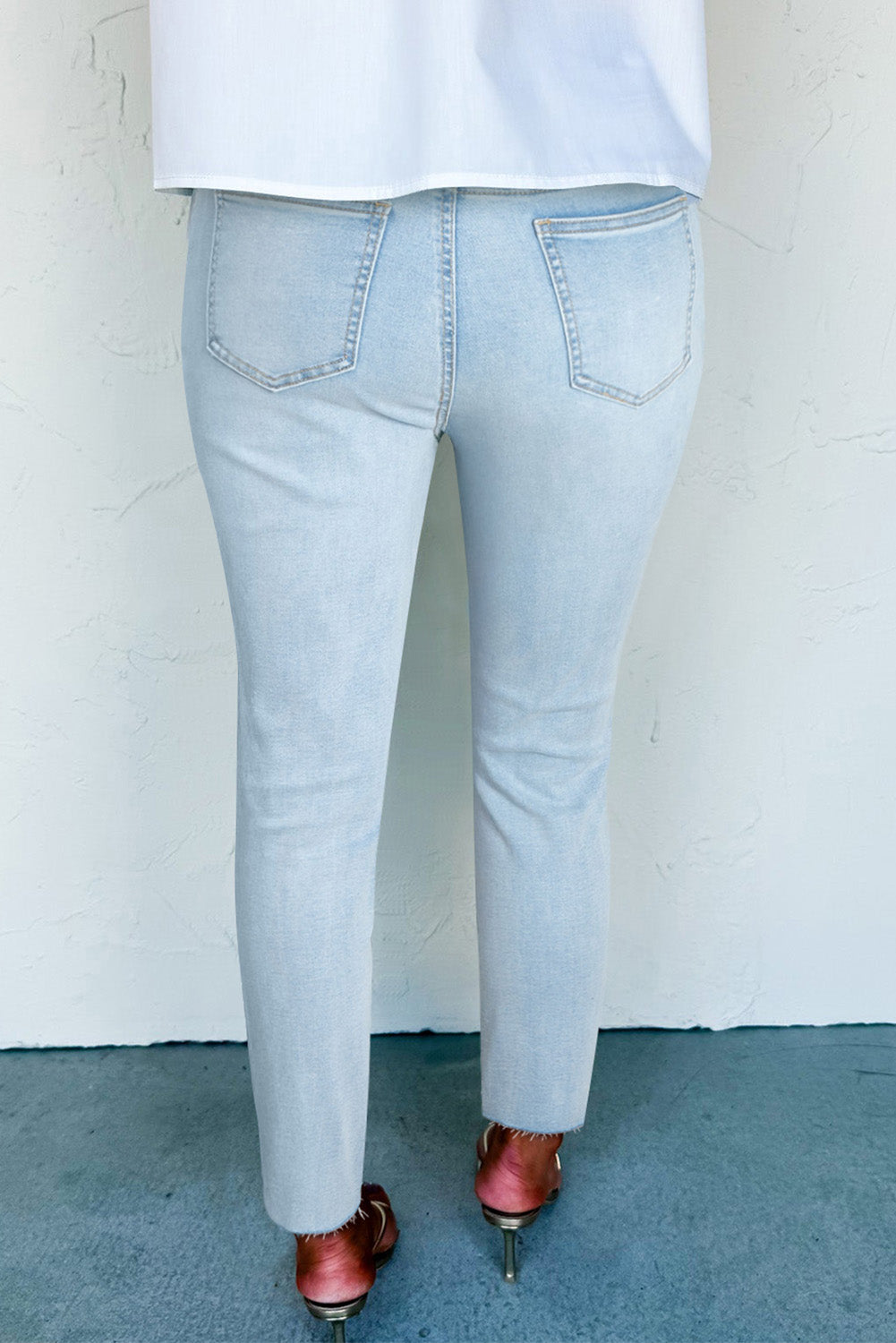 Mid Rise Ankle-Length Distressed Skinny Jeans