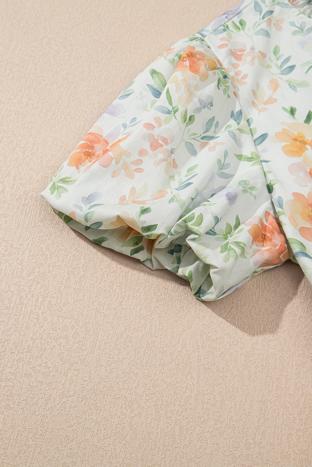 Floral Print Shirred High Waist Puff Sleeve Mini Dress