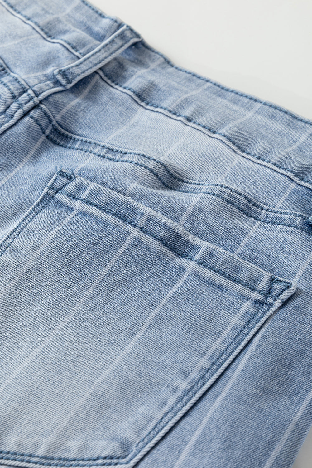 Multi Buttons Pinstripe Wide Leg Jeans