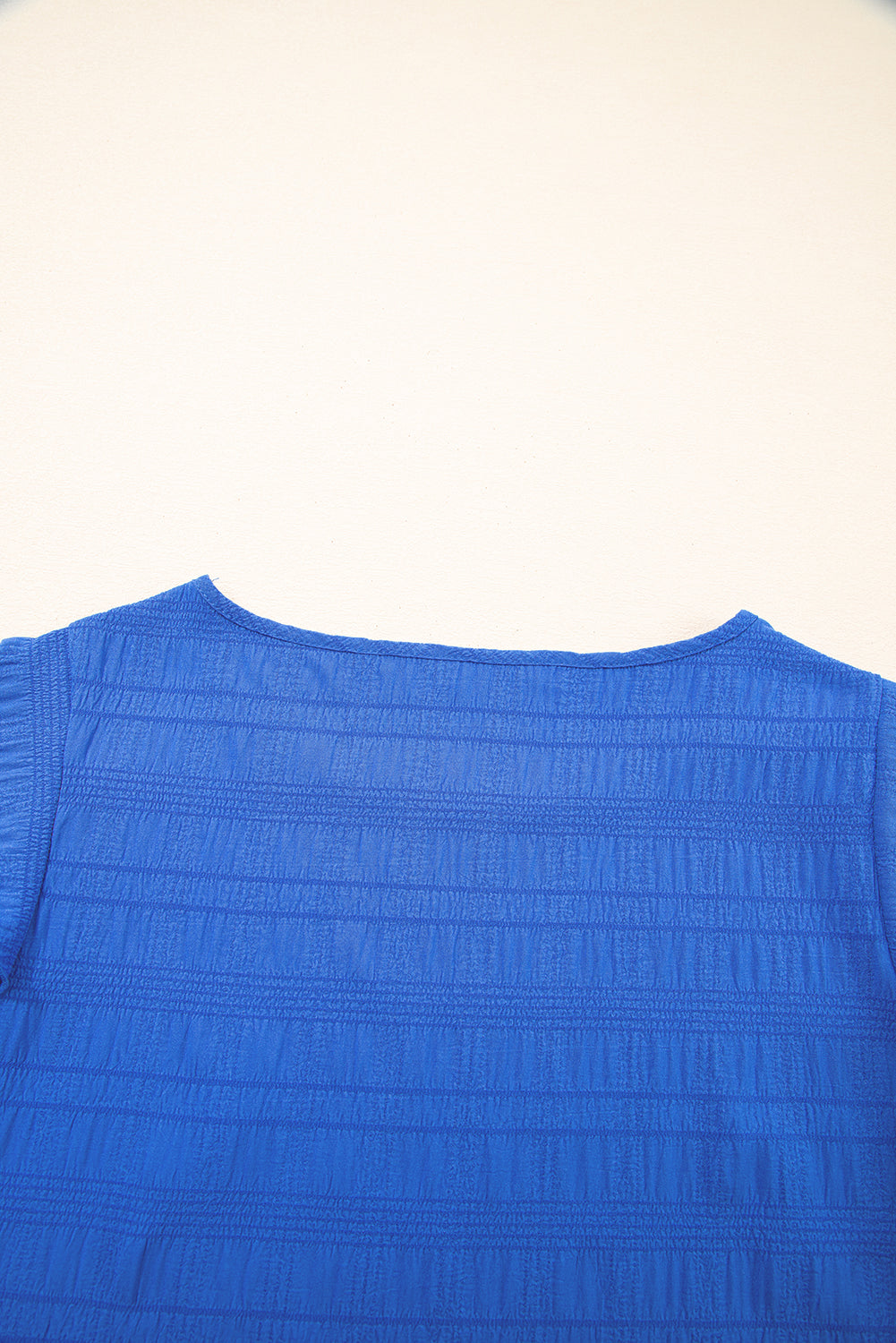 Textured Ruffled Sleeve Round Neck Top