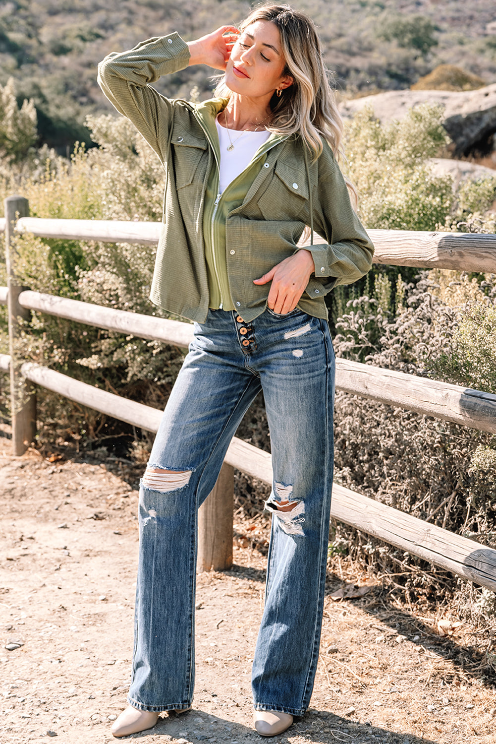 2 in 1 Thermal Knit Textured Hooded Jacket