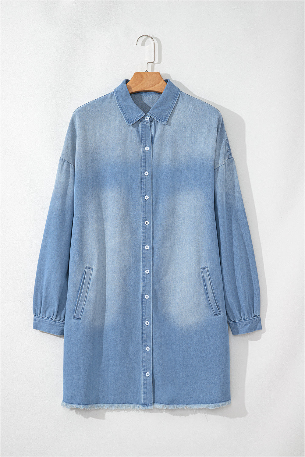 Risen Medium Washed Denim Shirt Dress