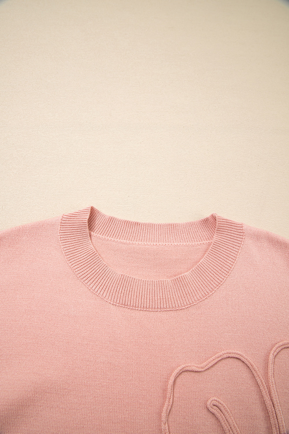 Big Flower Accent Bubble Sleeve Drop Shoulder Sweater