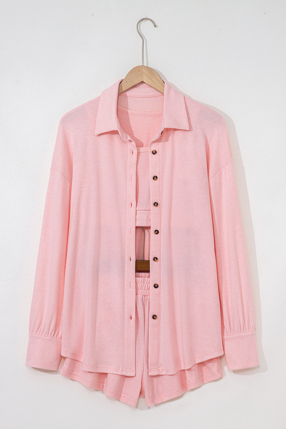 3 Pcs Crop Tank Top Shorts with Cardigan Lounge Set