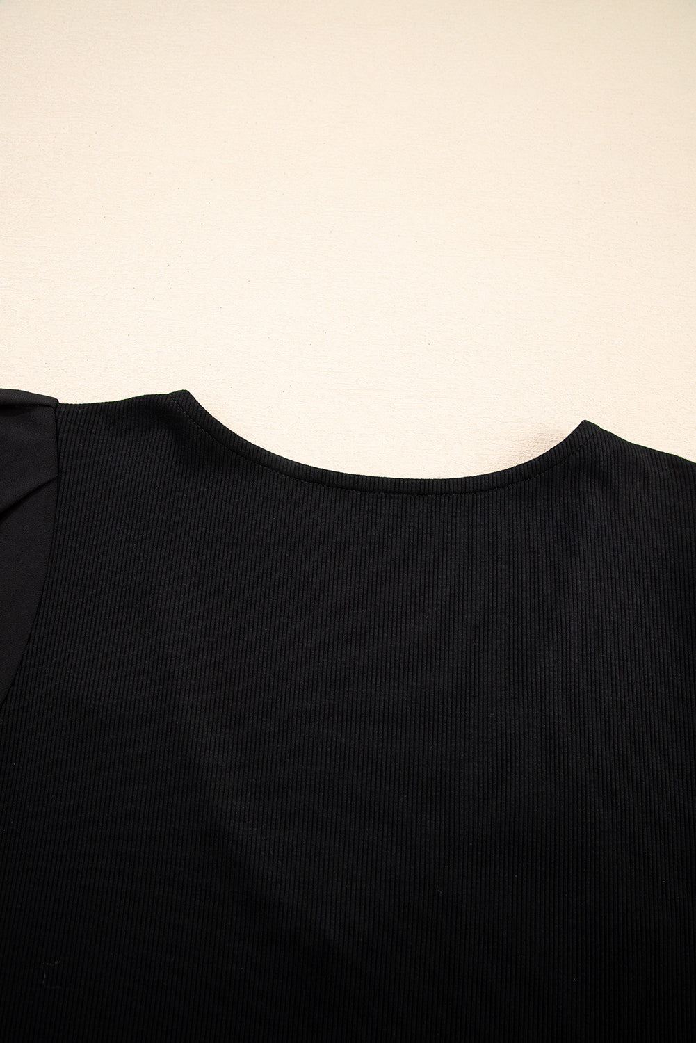 Mesh Ruffled Sleeve Slim Fit V Neck Top