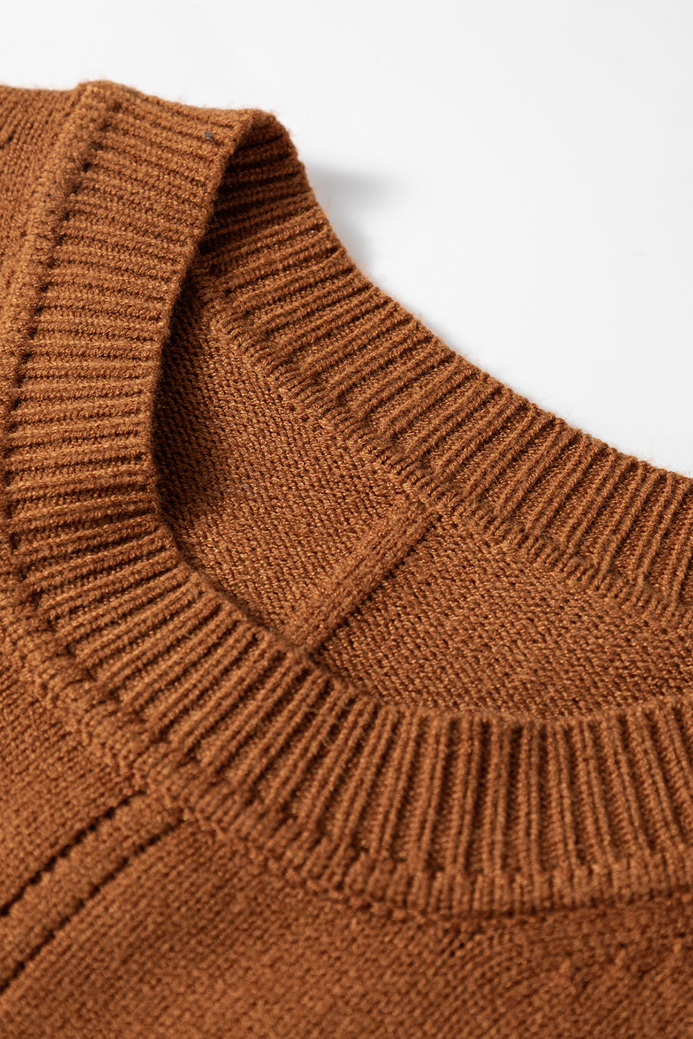 Ribbed Detail Solid Color Mini Sweater Dress