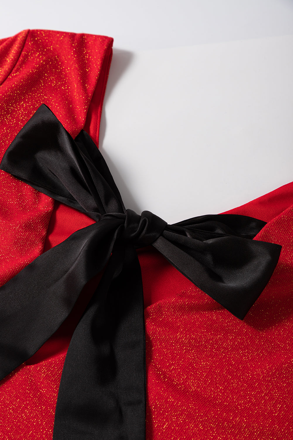 Metallic Bowknot Open Back V Neck Top