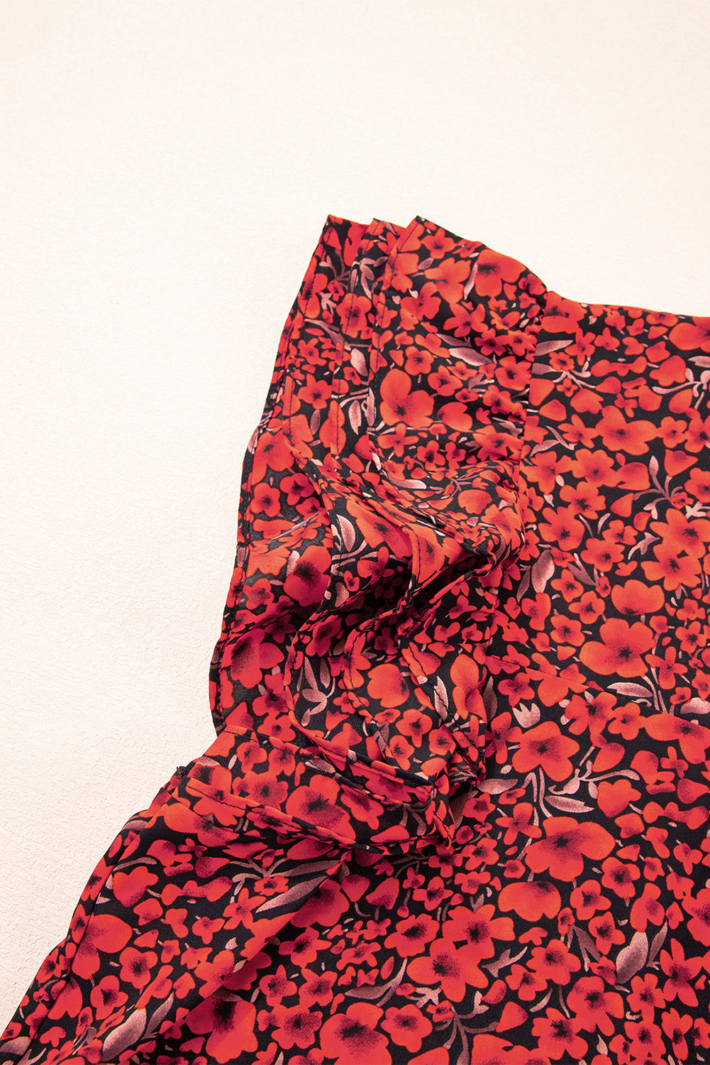 Floral Print Ruffle Sleeve Plus Size Shift Top