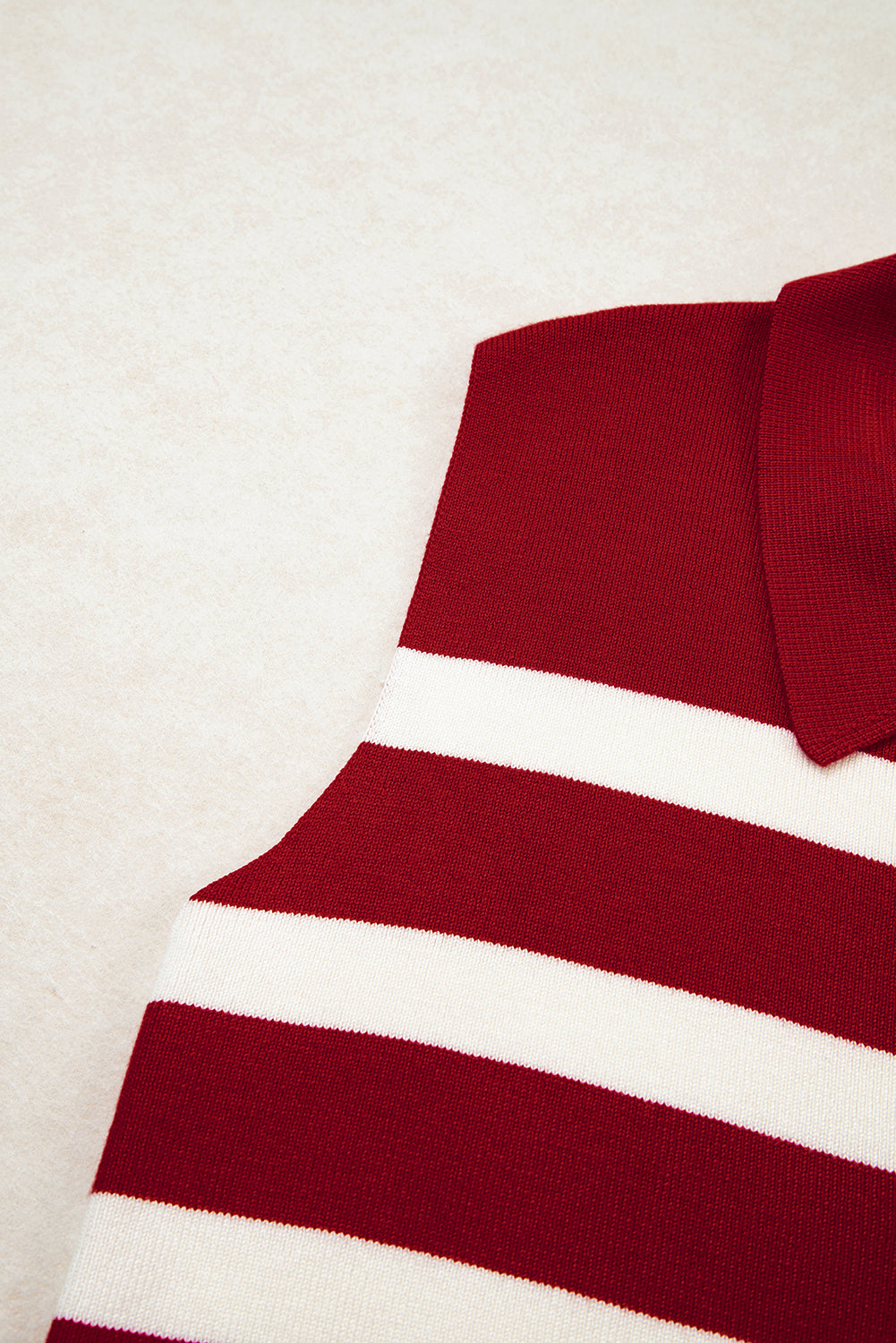 Stripe Collared Split Neck Sweater Vest