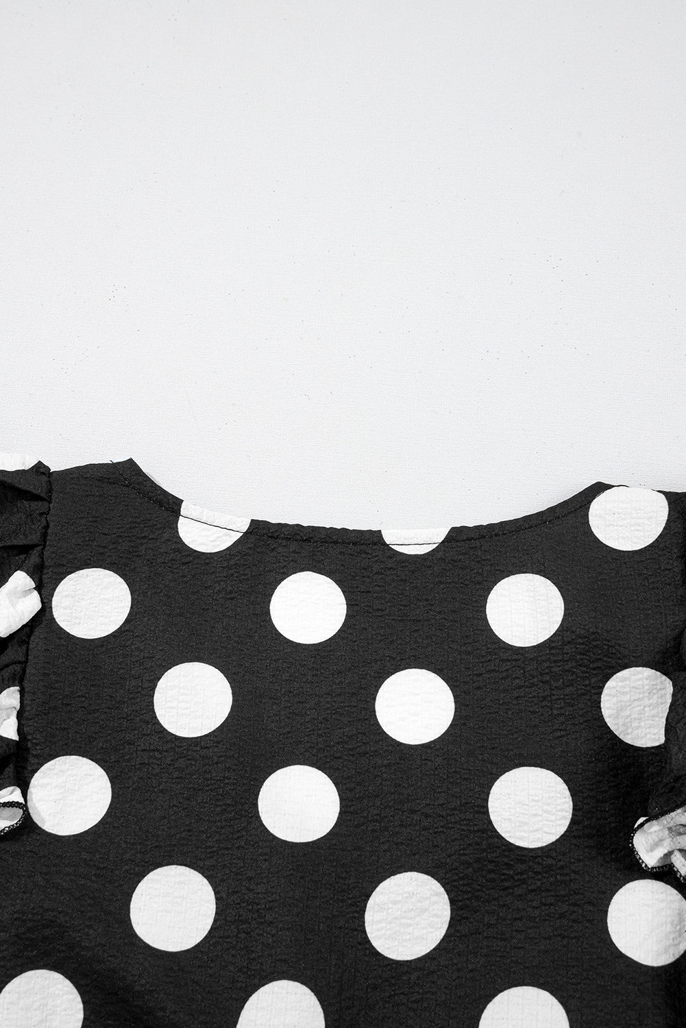 Polka Dot Print Ruffled Sleeve V Neck Blouse