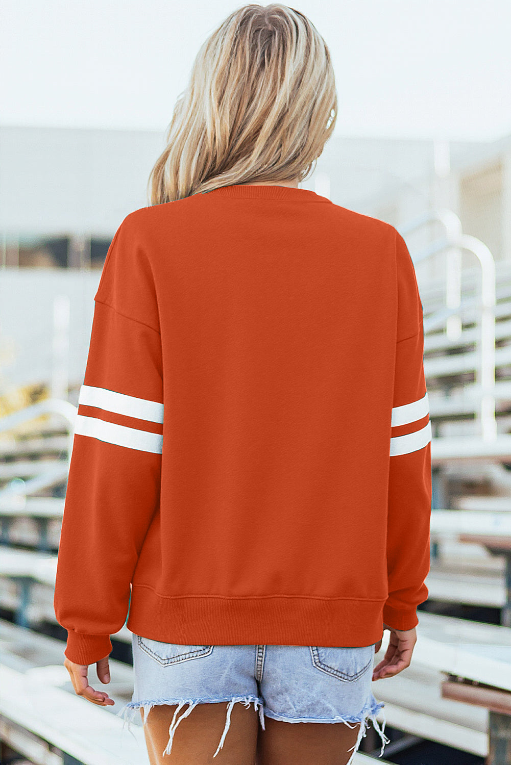 Varsity Striped Detail Drop Shoulder Oversized Sweatshirt