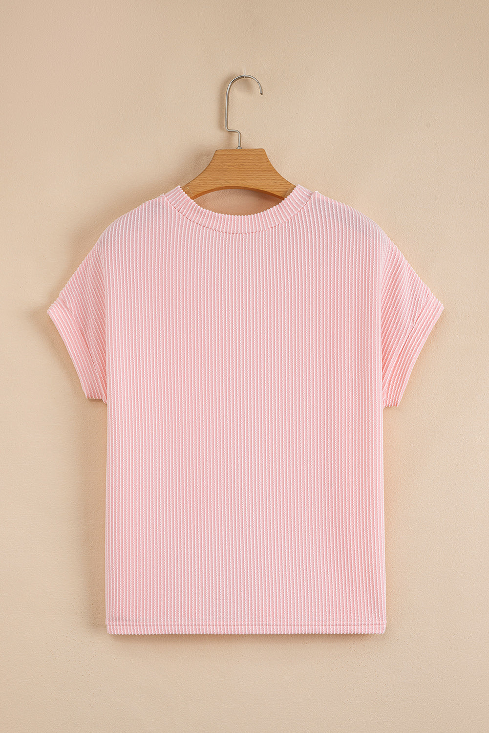 Corded Knit Color Block Pocketed Crew Neck T Shirt