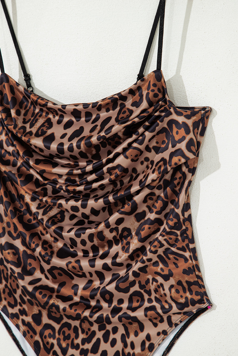 Spaghetti Straps Ruched Leopard Bodysuit