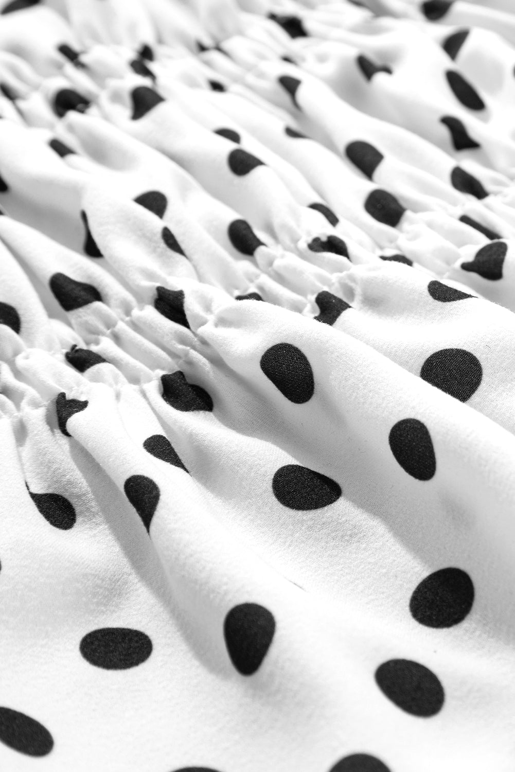 Polka Dot Puff Sleeve Bow Square Neck Peplum Top