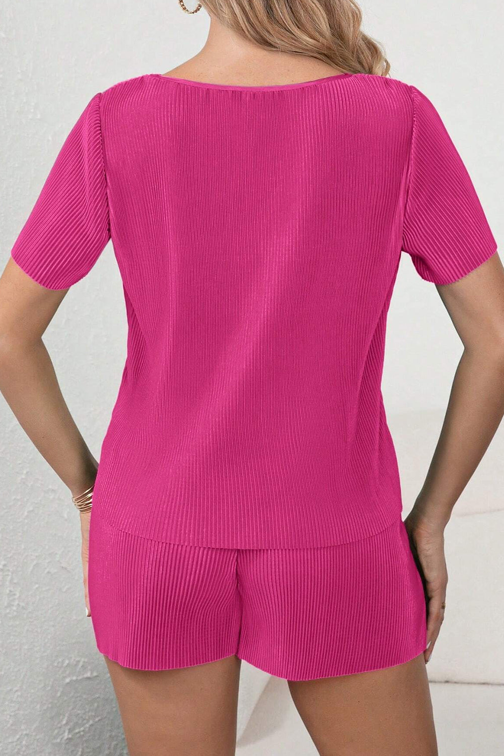 Casual Pleated Short Two-piece Set