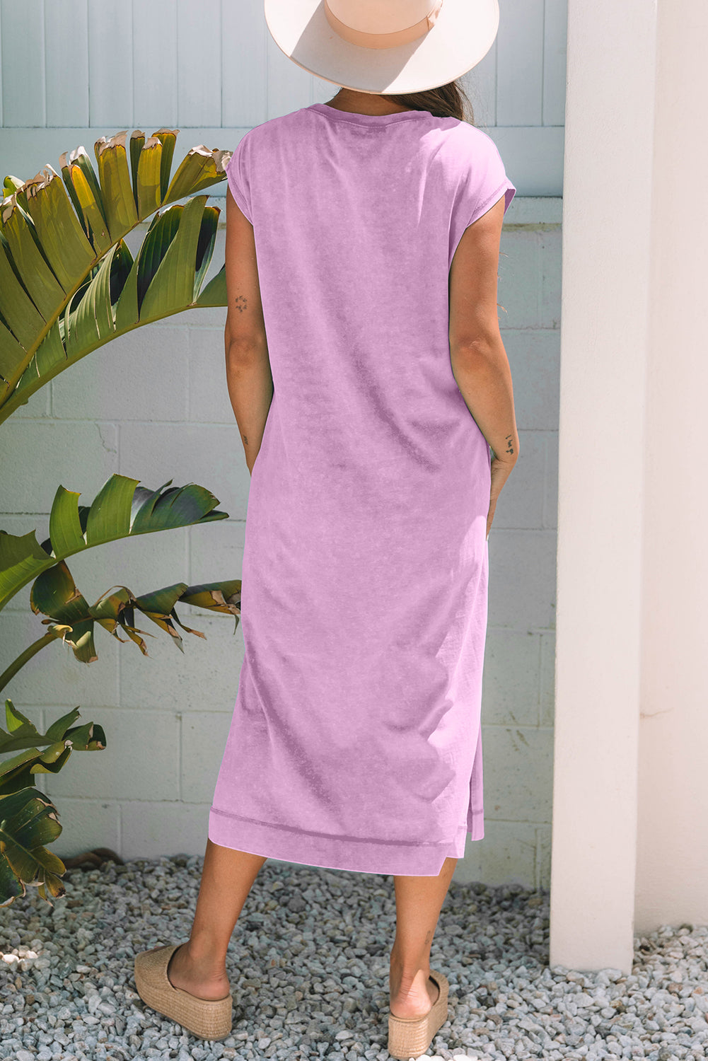 Mineral Wash Pocketed T-shirt Long Dress