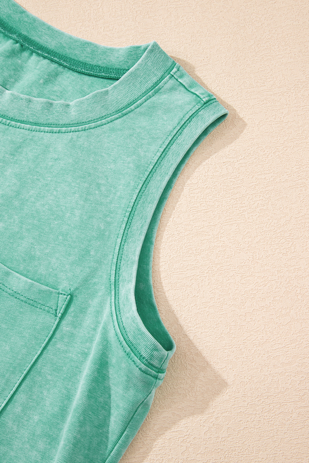 Mineral Wash Patched Chest Pocket Casual Tank Top