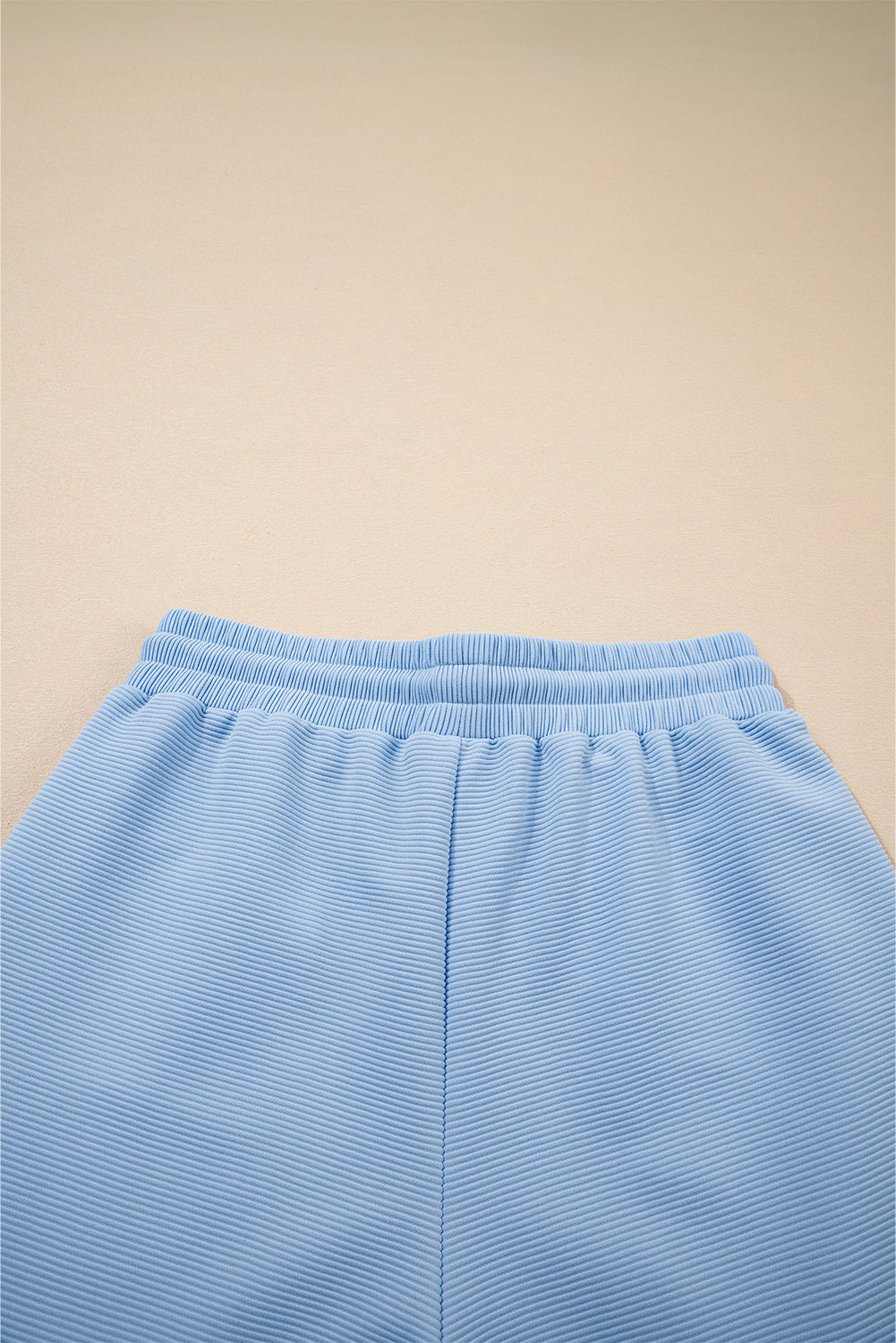 Textured Ruffled Sleeve Zipped Top and Wide Leg Pants Set