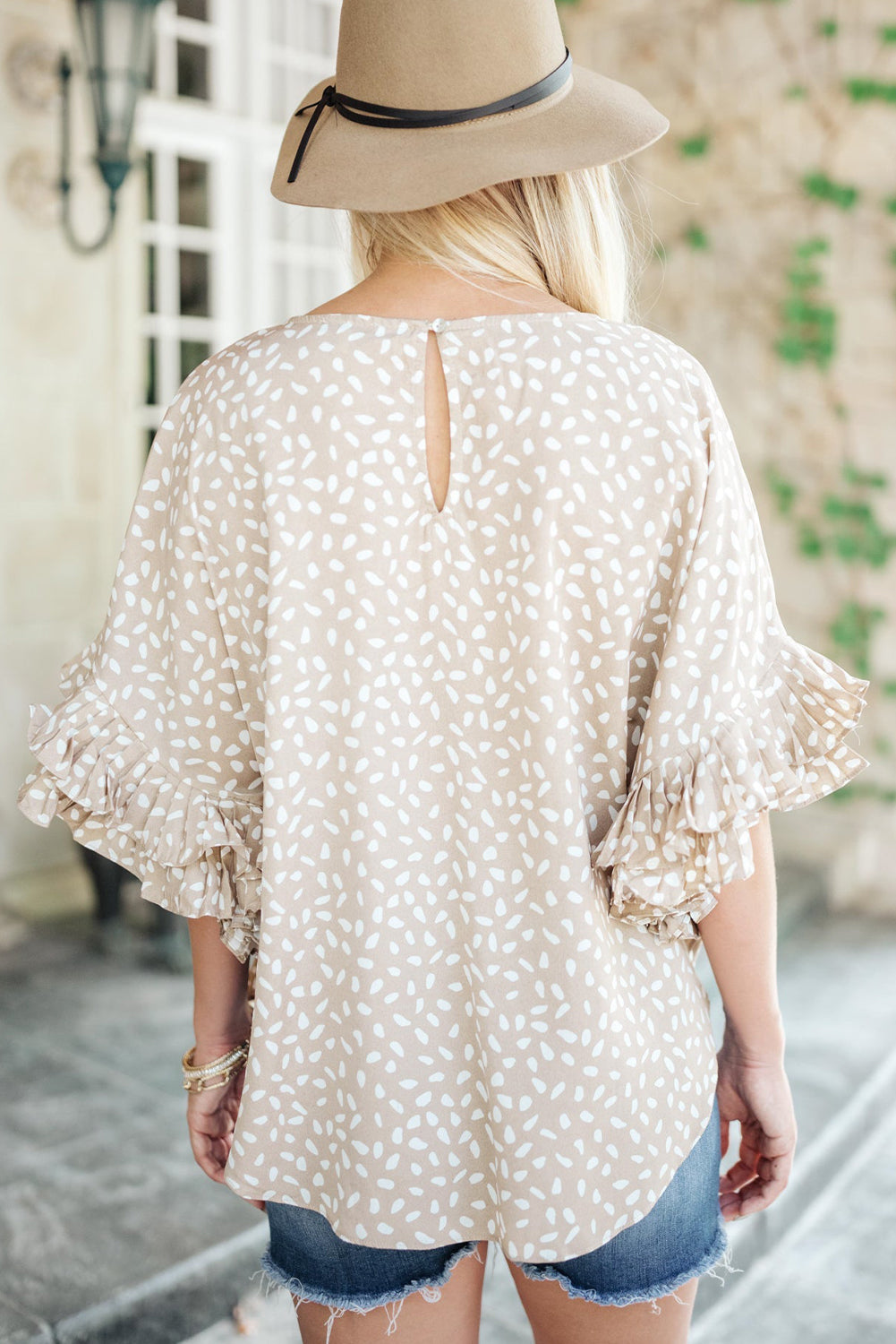 Dolman Ruffled Sleeve Loose Blouse