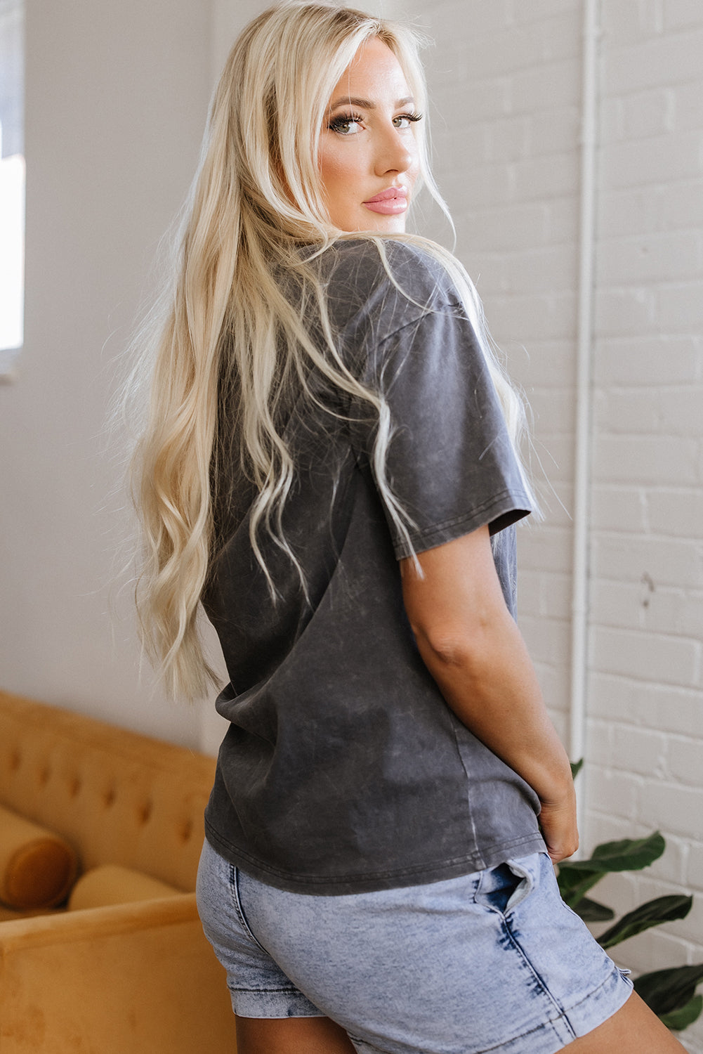 Kindness Butterflies Graphic Mineral Wash Loose Tee