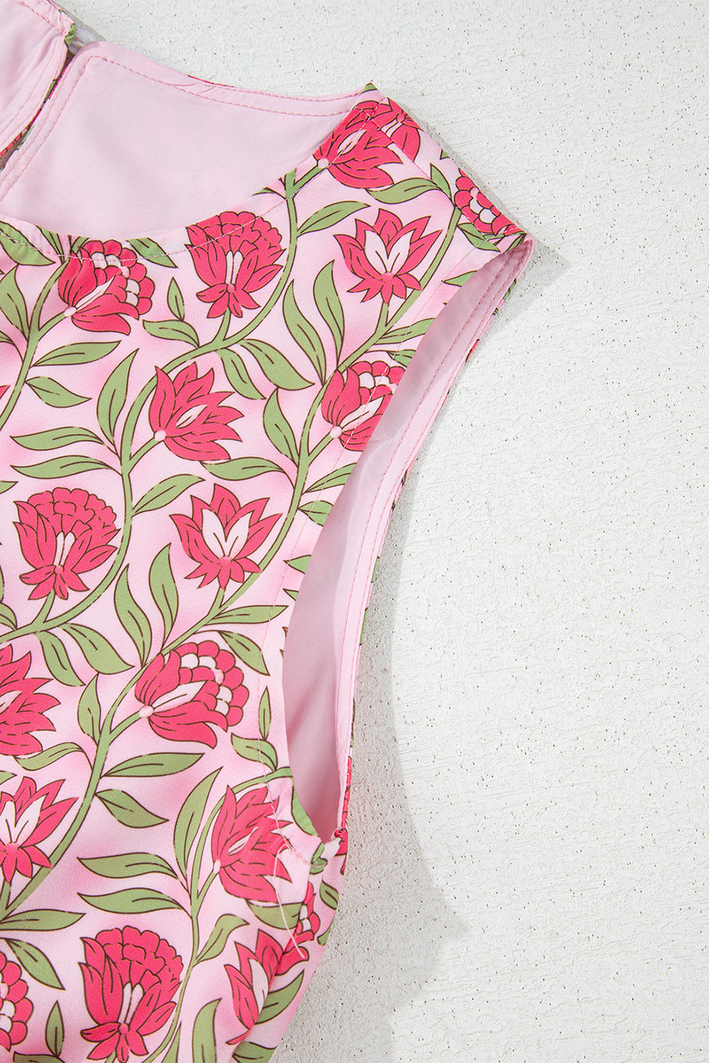 Floral Print Puffy Cropped Tank and Mini Skirt Set