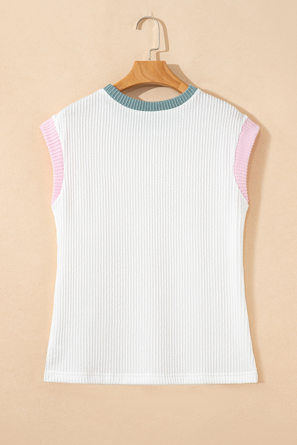 Color Block Corded Knit Crew Neck Tee
