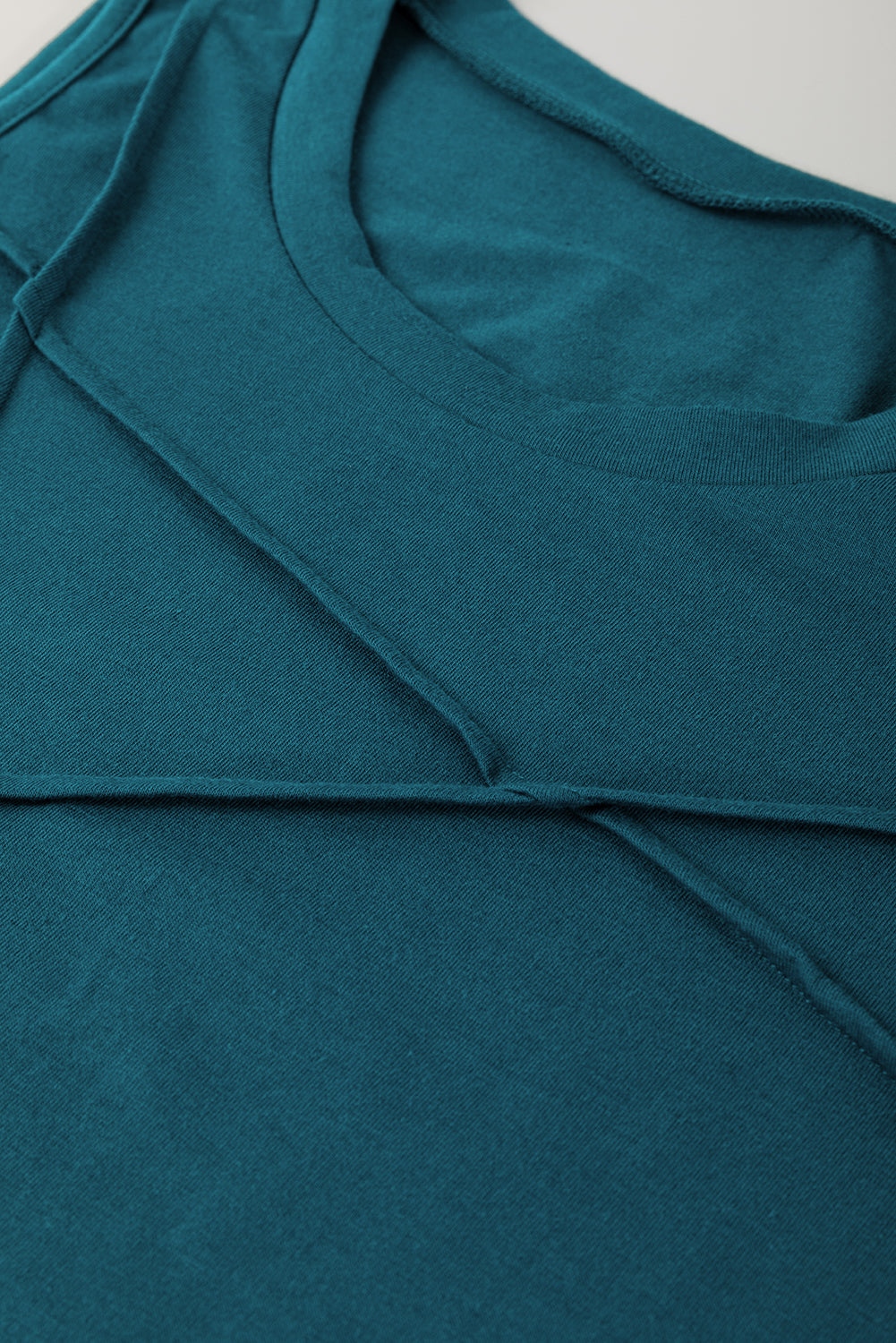 Solid Color Stitching Detail Round Neck Tank Top