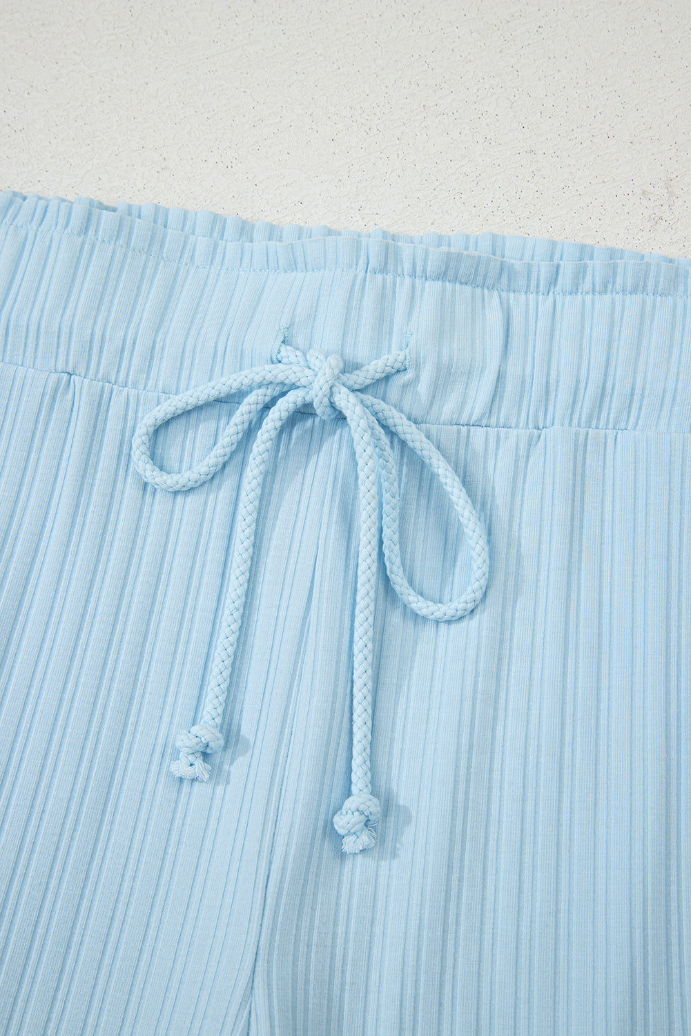 Ribbed Button V Neck Tank Top and Shorts Set
